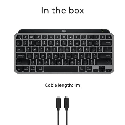 Logitech MX Keys Mini Mac Minimalist Wireless Keyboard Compact - Space Grey