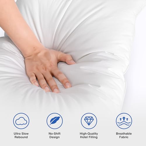 zibroges Goose Feather Pillow Queen Size Pack of 2, Medium Bed Pillows