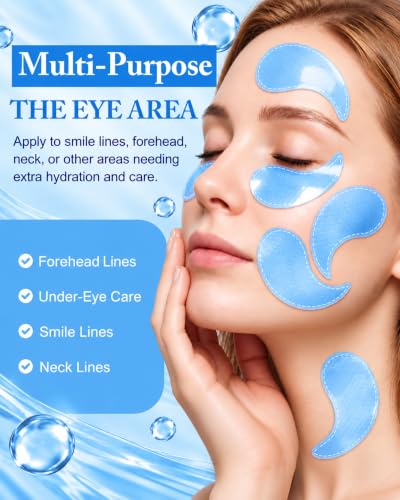 LAMVETHNY Caffeine Collagen Eye Masks - Korean Skincare Brightening Hydrating Anti Cooling Firming Non-Irritating for Appearance of Dark Circles&Wrinkles&Puffiness - Gift for Mom Traveler Night Worker (blue)