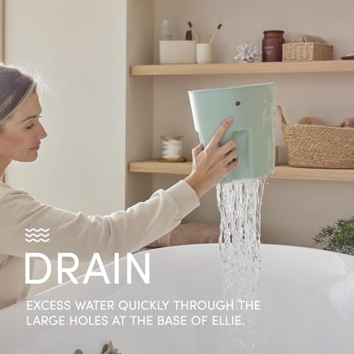 Shnuggle Ellie Bath Toy Storage Scoop | Baby & Toddler Bath Toy Drying Caddy with Drip Tray - Taupe