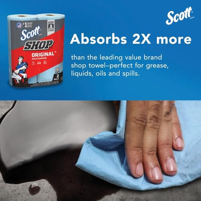 Scott® Shop Towels Original™ (75040), 2 Rolls, 55 Towels/Roll, Blue
