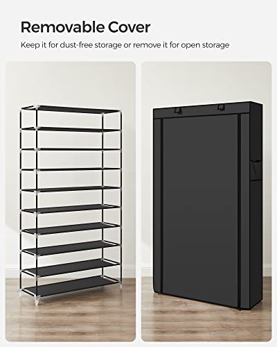 SONGMICS 10-Tier Shoe Rack, Shoe Storage Organizer Cabinet, Black URXJ36H