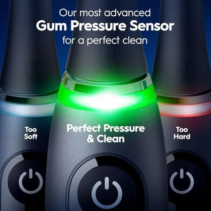 Oral-B iO Deep Clean + Protect Rechargeable Electric Toothbrush, White with Visible Pressure Sensor, 5 Cleaning Settings, 2 Min Timer, an iO Series 7 Toothbrush, 2 Replacement Brush Heads, and Charging Travel Case