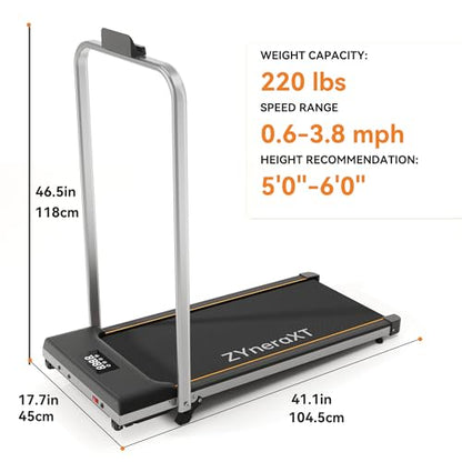 ZYneraXT W3 Foldable Walking Pad Treadmill 2-in-1-1.85HP Motor, 0-8% Incline, 35.4"x13.9" Running Belt, 220Lbs Capacity, LED Display, Quiet Under Desk Treadmill for Home