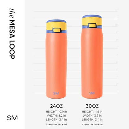 Simple Modern Mesa Loop Water Bottle with Straw | 30oz Cup Holder Friendly Insulated Stainless Steel Bottles for Travel, Sports and School | Mango