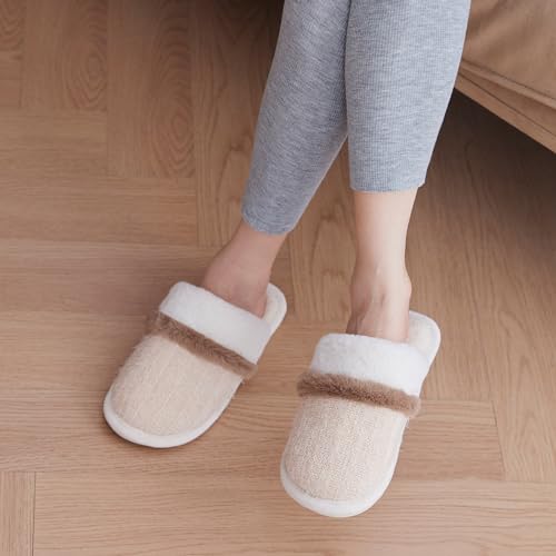 Cozy Slippers for Women Indoor and Outdoor Fuzzy House Shoes with Memory Foam Anti-Skid Sole Gifts for Women Mom Girlfriend Ladies