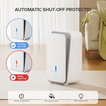 Dehumidifier for Home, 1000 sq.ft Portable Dehumidifier with Aromatherapy, Auto Shut Off, Ultra-Quiet Sleep Mode, 7-Color Light for Bedroom Bathroom Basement Closet,White