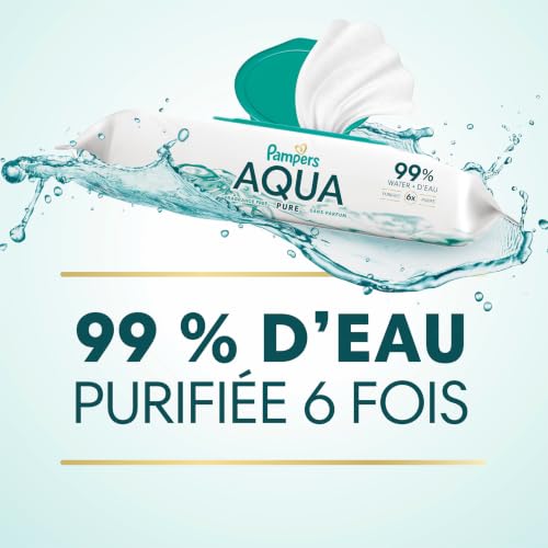 Pampers Aqua Pure Baby Wipes, 99% Water, Fragrance Free, 672 Baby Wipes Total (12X Flip-Top Packs)
