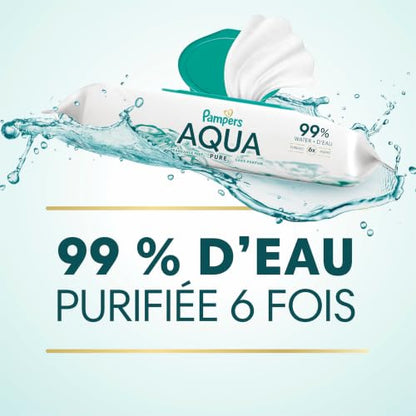 Pampers Aqua Pure Baby Wipes, 99% Water, Fragrance Free, 672 Baby Wipes Total (12X Flip-Top Packs)