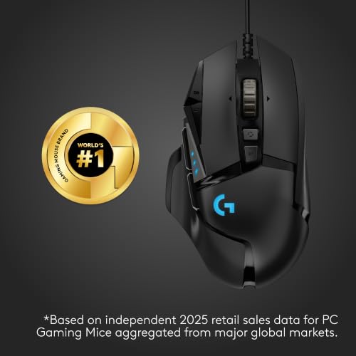 Logitech G502 Hero Wired Gaming Mouse - Black