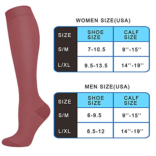 DHSO Compression Socks for Women Men, 4 Pairs 15-20 mmHg Knee High Stocking