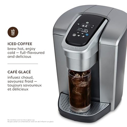 Keurig K-Elite Single Serve K-Cup Pod Coffee Maker, With Iced Brew Functionality And Quiet Brew Technology, Brushed Silver