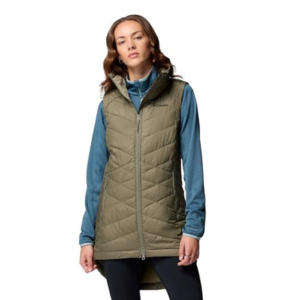 Columbia Womens Heavenly II Long Vest, Stone Green, Small