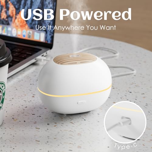 White Oval Aromatherapy Essential Oil Diffuser with 7-Color LED Lights and Automatic Shut-Off, Home Ultrasonic, 100ml Samll Essential Oil Diffuser - White