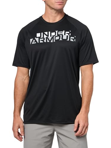 Under Armour Mens Velocity Short Sleeve T Shirt, (002) Black/White/Mod Gray, Large