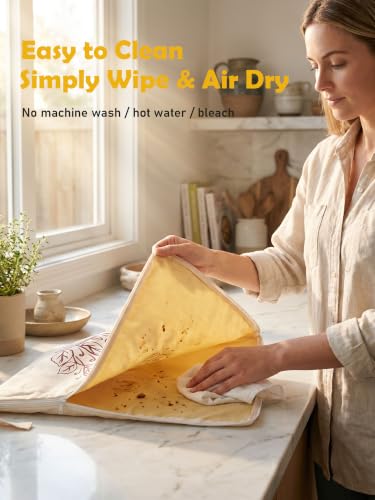 Reusable Beeswax Bread Bags for Homemade Bread with Wide Zipper 2Pack
