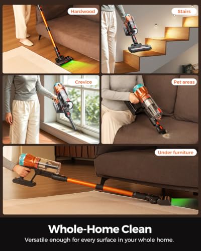 LPXC Cordless Vacuum Cleaner, 550W 50KPA 50Mins Vacuum Cleaners for Home | Powerful Suction, Self-Standing, Anti-Tangle Brush, Lightweight Cordless Stick Vacuum for Home, Hard Floors, Pet Hair, Carpet