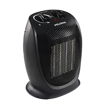PELONIS Portable Electric Space Heater, 1500W Ceramic Heaters for Home, Office, Personal Use, Quiet Cooling & Heating Mode Room Heater for All Season, Tip Over & Overheat Protection, Black, 9inch