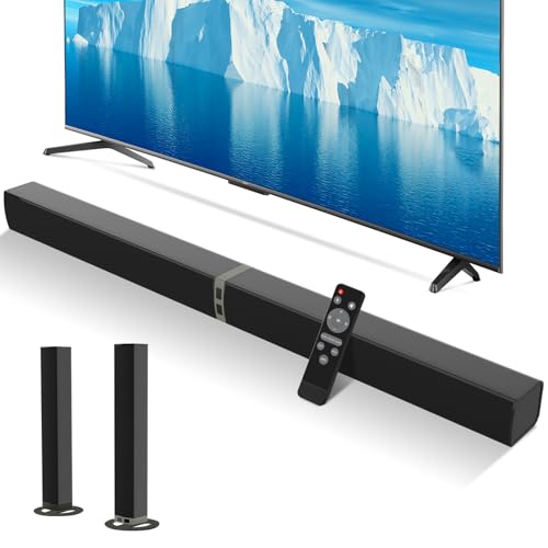 MZEIBO 80 W Detachable TV Sound Bar, Bluetooth 5.3 Home Theater Speaker, ARC/Optical/AUX Supported, 2-in-1 Split Surround Speaker for TV, Movies, Gaming & Music