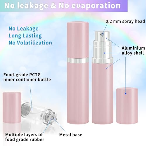 Refillable Perfume Atomizer Travel Bottle - Qavhun 5ml Luxury Leakproof Travel Perfume Refillable Bottle,Perfume Atomizer, Perfume Spray Bottle for Women (Pink)