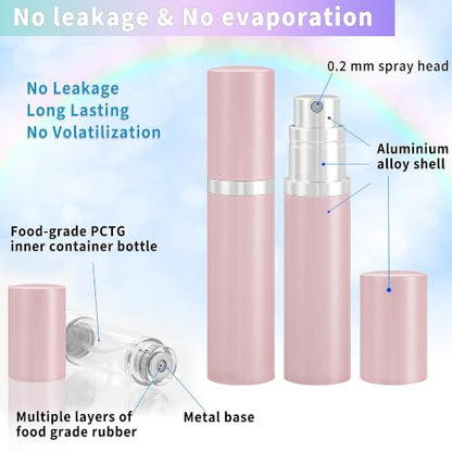 Refillable Perfume Atomizer Travel Bottle - Qavhun 5ml Luxury Leakproof Travel Perfume Refillable Bottle,Perfume Atomizer, Perfume Spray Bottle for Women (Pink)