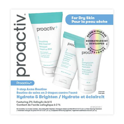 Proactiv+ 3 Step Advanced Skincare Acne Treatment – Salicylic Acid Face Wash, Benzoyl Peroxide Pore Minimizing Treatment, and Salicylic Acid Hydrating Moisturizer - 30 Day Complete Acne Skin Care Kit