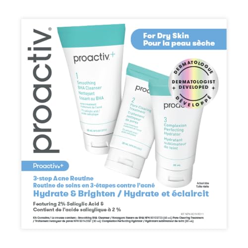 Proactiv+ 3 Step Advanced Skincare Acne Treatment – Salicylic Acid Face Wash, Benzoyl Peroxide Pore Minimizing Treatment, and Salicylic Acid Hydrating Moisturizer - 30 Day Complete Acne Skin Care Kit