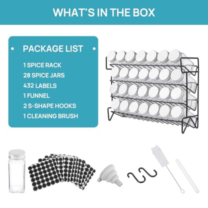 Vtopmart 4-Tier Spice Rack Organizer with 28 Pcs Spice Jars, Black