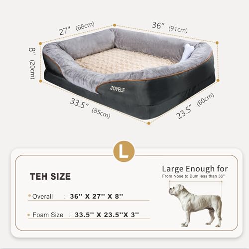 JOYELF Large Memory Foam Dog Bed Orthopedic Dog Bed & Sofa with Removable Washable Cover and Squeaker Toy as Gift