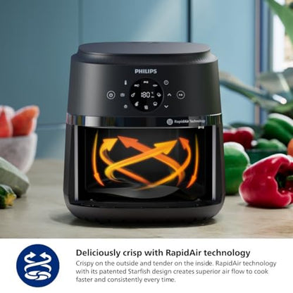 Philips 2000 Series Air Fryer with Window, 13 Ways to Cook, 6.6 QT, Black