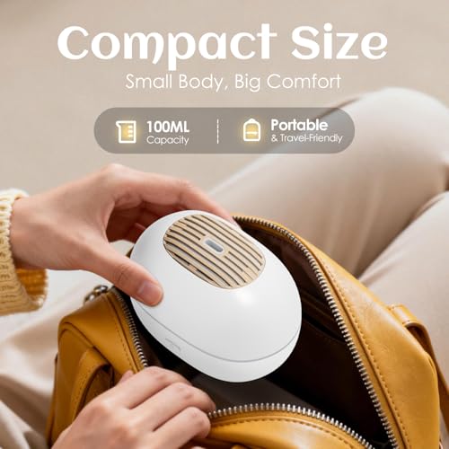 White Oval Aromatherapy Essential Oil Diffuser with 7-Color LED Lights and Automatic Shut-Off, Home Ultrasonic, 100ml Samll Essential Oil Diffuser - White