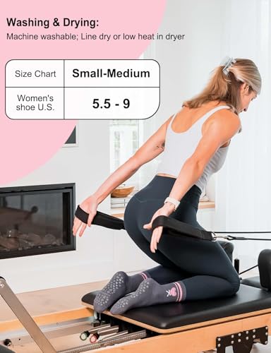 DHSO Pilates Socks with Grips for Women, Cute Non Slip Yoga Crew Socks