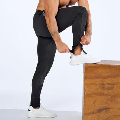 BROKIG Mens Gym Joggers Sweatpants Jogging Track Pants(Black,L)