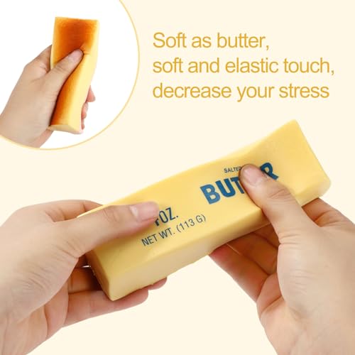 Sinbana Squeeze Butter Toy, PU Funny Slow Rising Butter Stick & Cheese Squeeze Toy for Office School Home Anxiety Relieving and Decompression Imitation Gifts