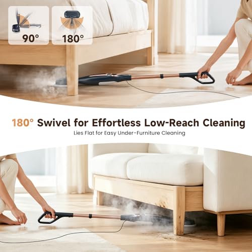 DEVOAC VM6 Scrubbing Steam Mop with Rotating Mop Pads, 10 in 1 Steam Mop, Lightweight Spin Mop & 3 Steam Modes for Hard Floor Laminate Marble Floors (Ink)