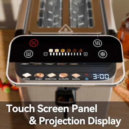 WHALL Toaster 2 Slice, Touch Screen Toasters with Projection Display