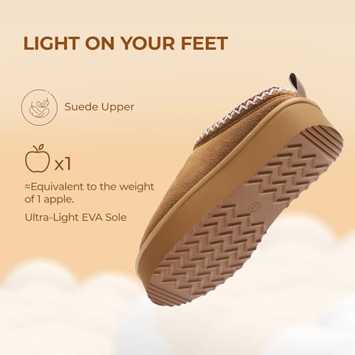 DREAM PAIRS Women's Platform Slippers Genuine Suede,Chestnut,7.5
