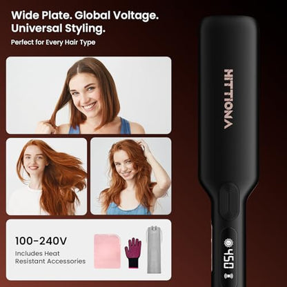 HITTIONA Infrared Flat Iron Hair Straightener 1.75" Ceramic Hair Iron