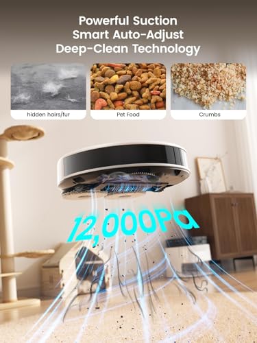 Lefant M3 Robot Vacuum and Mop,12000Pa Suction Smart Obstacle Avoidance,Zero-Tangling,Self-Washing & Drying, Self-Emptying,Dual Spinning Mop for Pet Hair Dust