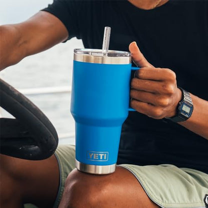 YETI Rambler 35 oz Straw Mug, Vacuum Insulated, Stainless Steel, Big Wave Blue