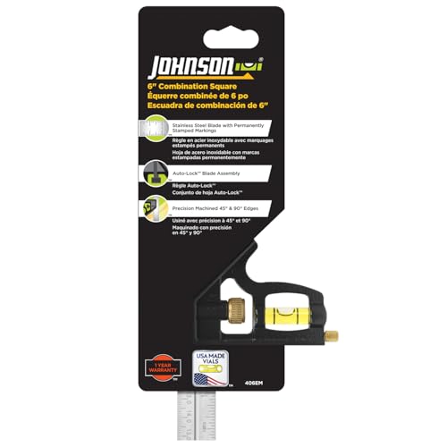Johnson Level & Tool 406EM Professional Inch/Metric Combination Square, 6", Silver, 1 Square