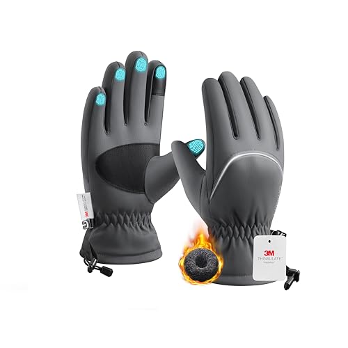 Origem Warm Waterproof Winter Gloves for Men Women, 3M Thinsulate Fleece | Polar Fleece Thermal Gloves with Reflective Touchscreen Design for Skiing, Running, Cycling, Hiking and Cold-Weather Driving