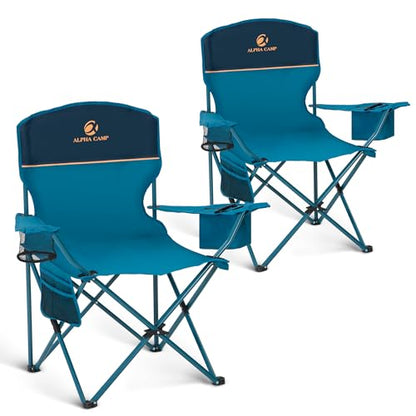 HIGH POINT SPORTS 2 Pack Camping Chair for Adults Support 250 lbs Blue