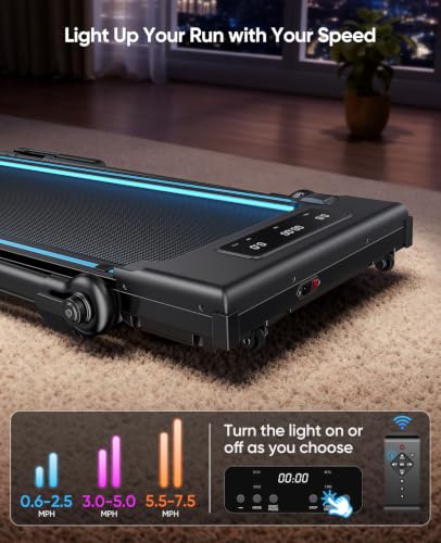 6-in-1 Folding Treadmill for Home with Removable Table, 3.0HP Walking Pad with Incline up to 12%, 12 km/h Foldable Walking Pad Treadmill with 15 cm Telescopic Handle and RGB Lights,330LBS Load