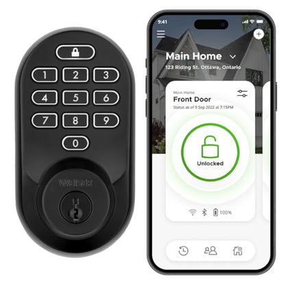 Weiser Halo Matte Black WiFi Smart Lock, Keyless Entry Door Lock, Touchpad Keypad Door Lock, Amazon Alexa & Google Assistant/Google Home Compatible, Deadbolt Lock, Smart Locks for Entry Door