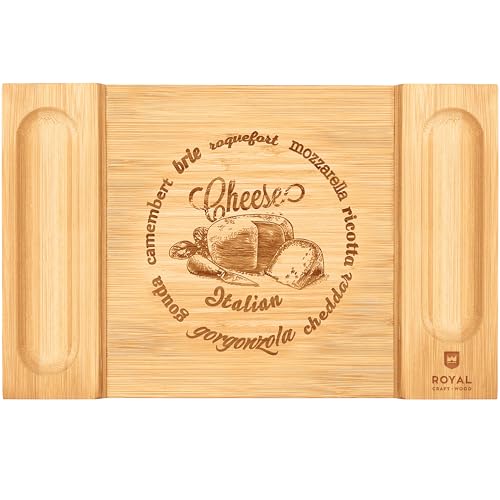 Charcuterie Board - Bamboo Charcuterie Boards - Unique Cheese Board & Serving Tray for Meat, Cheese & Crackers, Housewarming Wedding Gift for Couples