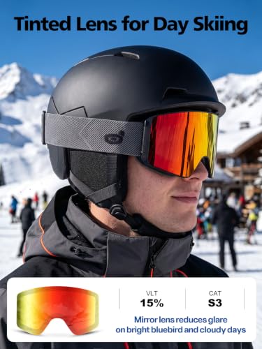 Odoland Ski Goggles Set with Detachable Lens for Men Women | UV Protection, Anti-Fog, Helmet Compatible Snow Goggles for Skiing Snowboarding