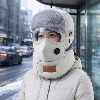 Balaclava Mask Unisex 5-in-1 Fleece Trapper Hat Earmuff with Goggle | Neck Warmer,Adjustable Fit,Detachable Winter Ski Mask&Breathable Vent,Windproof Warm Balaclava ,Biking Hat Full Face Cover