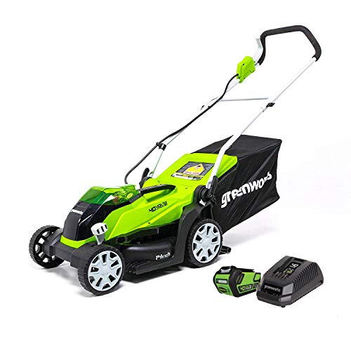 Greenworks 40V 14-inch Cordless Lawn Mower, 4.0 Ah Battery and Charger Included 2506302