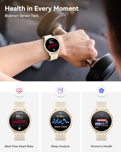 Quican Smart Watch for Women & Men (Android/iPhone), 1.27" Round, Beige